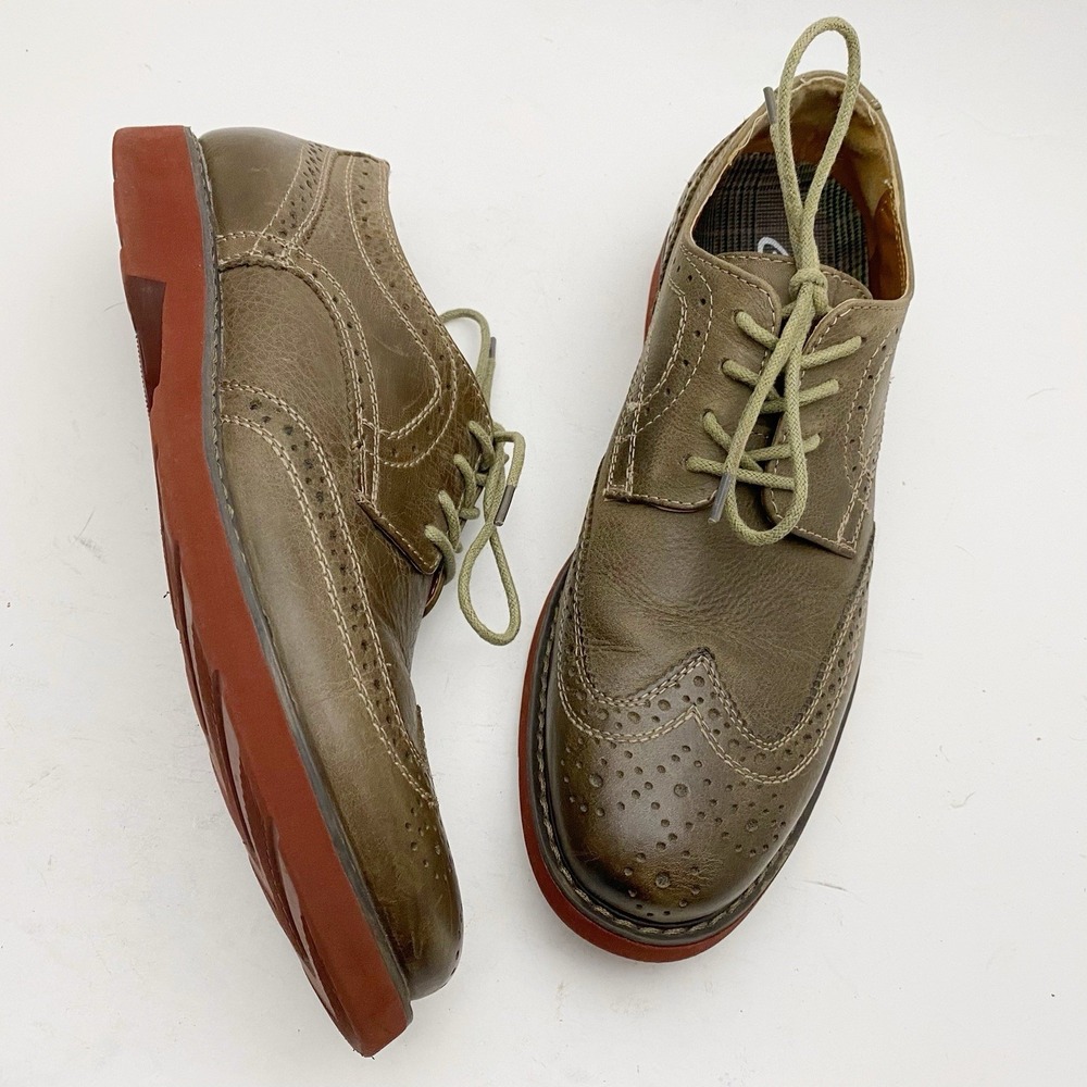 GBX Zevon Wingtip Leather Red Outsole Oxford Mens 9M Brown Lace Up Derby